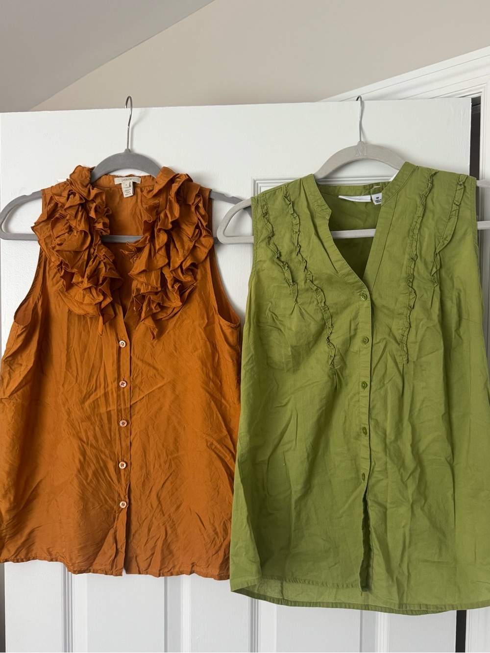 J. Crew Ruffle Silk Top + Green Button Down Bundle S